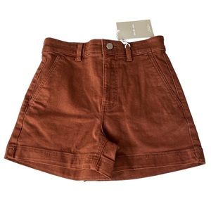 Everlane The Cotton Twill Short Jean Shorts Rosewood Brown Size 0